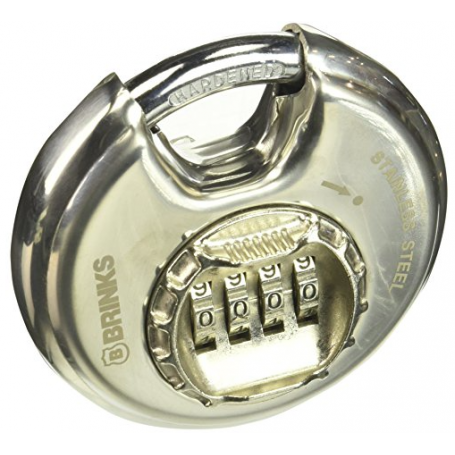 BRINKS 173-80051 80Mm Stainless Steel Resettable Combination Discus Padlock