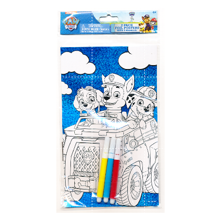 Paw Patrol, 2 Pack Coloring Sheet with 3-Markers