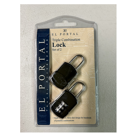 El Portal Triple Combination Lock, Black Set of 2